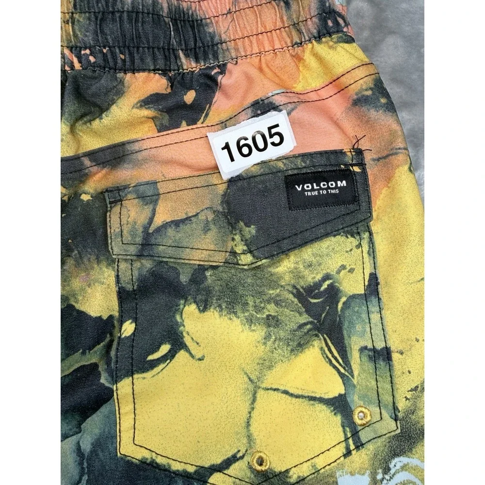 Volcom Stoneys Board Shorts Men's Size 32 Abstract Marble Watercolor Print Swim